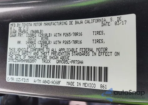 2017 Toyota Tacoma Trd Off Road z USA, uszkodzony, nr VIN 3TMCZ5AN5HM082097